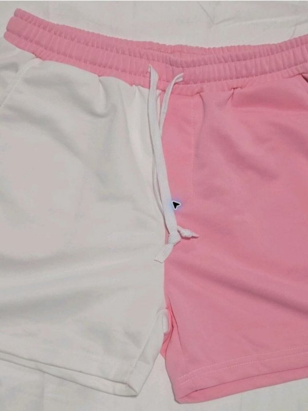 Pink White Colorblock Sweat Shorts Size S